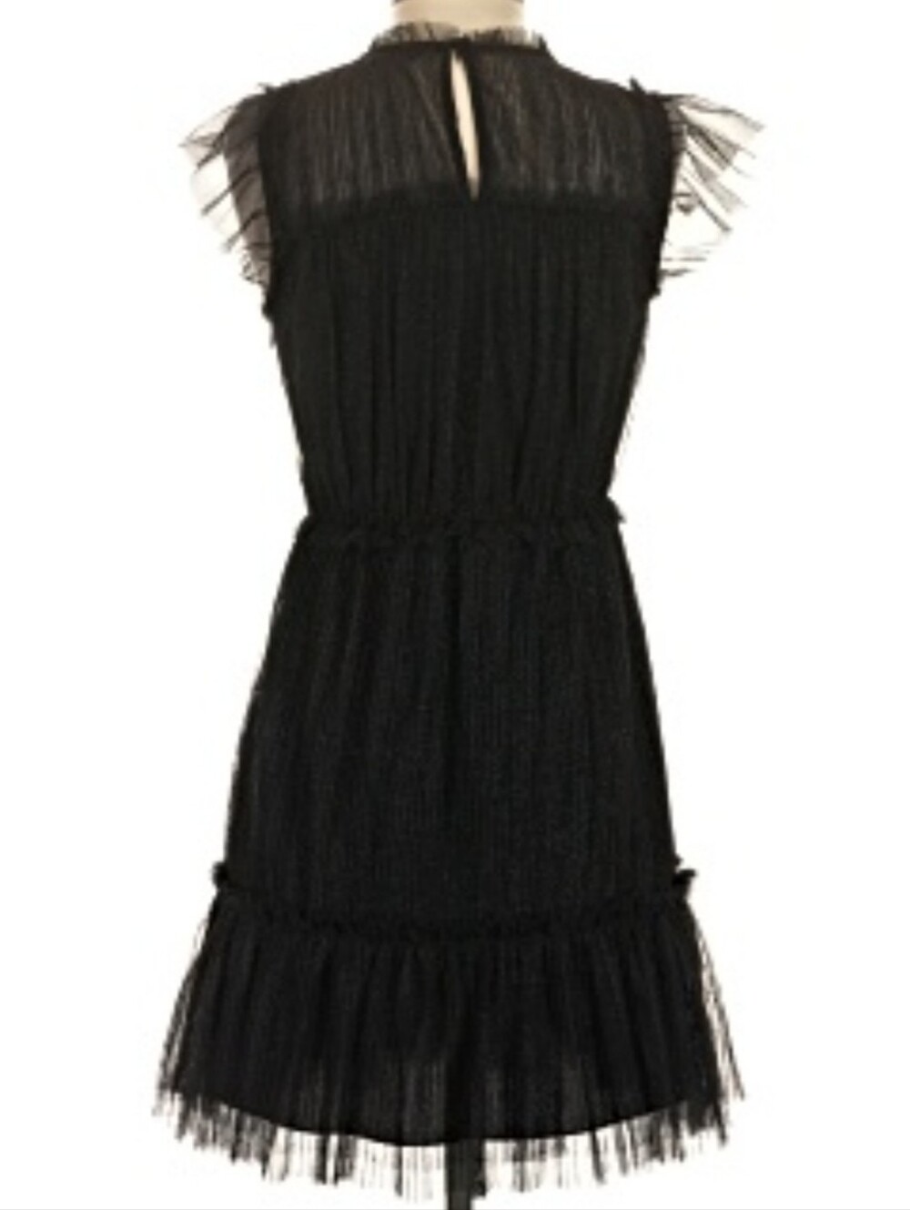 AllSaints Black Sparkle Tiered Tulle Dress Size 8 - Picture 3 of 13